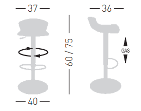 hoker Guliver, hoker Gaber, hoker z tworzywa, hoker obrotowy, hoker z regulowaną wysokością siedziska, hoker nowoczesny, włoski design