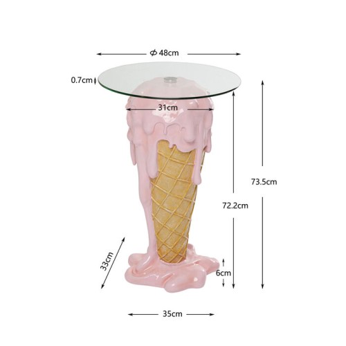 stolik Ice Cream, stolik Kare, stolik pomocniczy, stolik rożek, stolik do salonu, nowoczesny stolik, stolik do kawiarni, stolik ze szklanym blatem