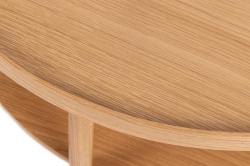 Okrągły stolik kawowy Banbury, stolik kawowy dębowy, okrągły stolik z drewna dębowego, stolik okrągły do salonu, dwupoziomowy stolik kawowy