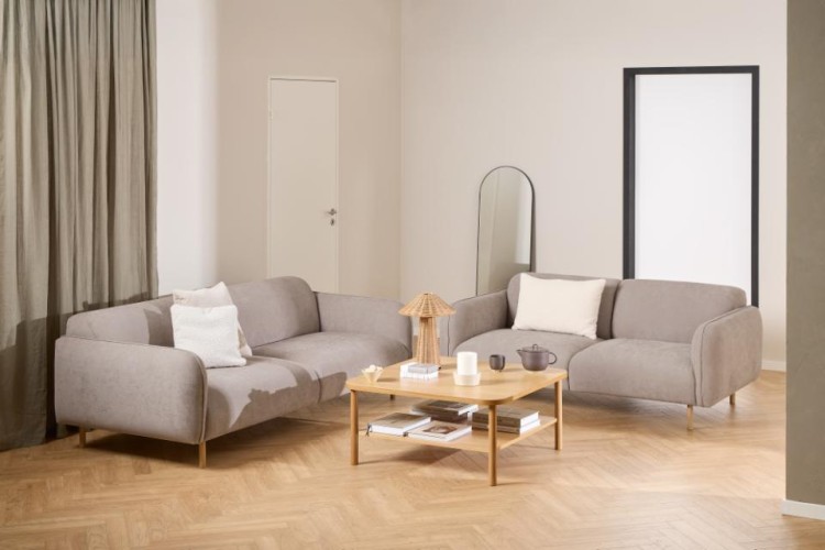 Stolik kawowy Banbury, dwupoziomowy stolik do salonu, stolik dębowy kwadratowy, stolik dwupoziomowy z drewna dębowego dąb