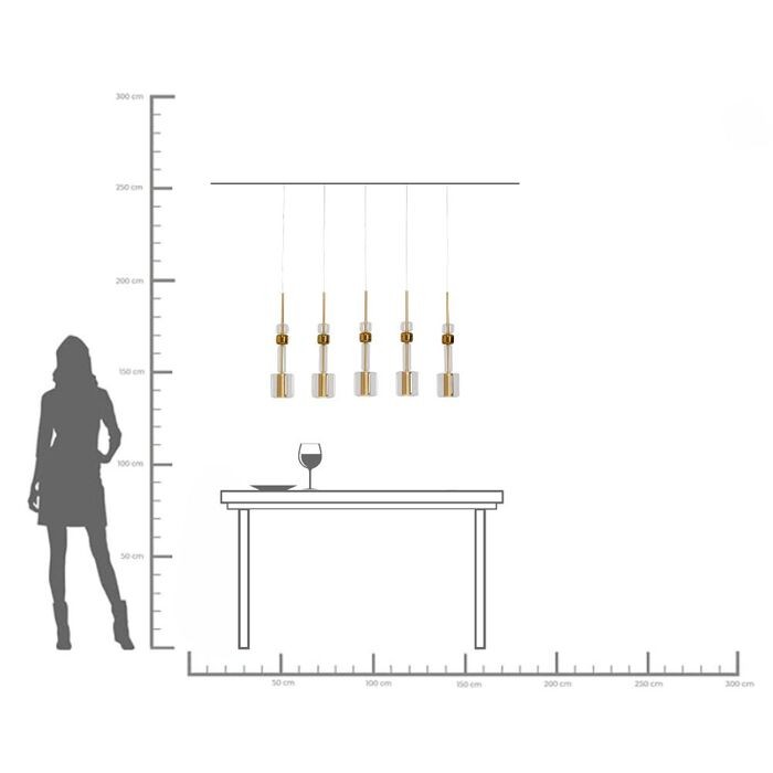 lampa Candy Bar Gold, lampa wisząca, lampa LED, złota lampa, lampa do jadalni, lampa z regulowaną wysokością, Kare Design