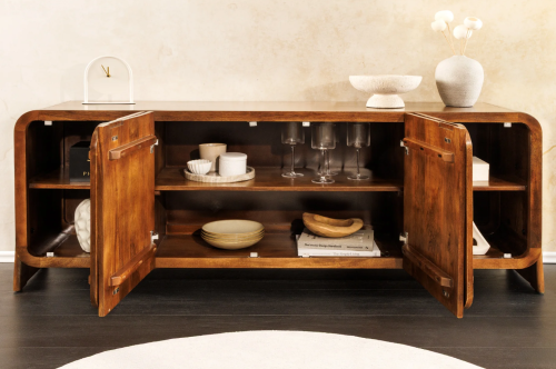 kredens Brasil, kredens z drewna mango, kredens drewniany, kredens do salonu, kredens nowoczesny, kredens boho, kredens rustykalny, kredens naturalne drewno, kredens z półkami, elegancki kredens