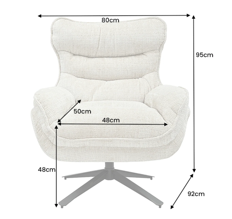 fotel Cloud, fotel obrotowy, fotel kremowy, fotel szenilowy, fotel do salonu, fotel do sypialni, fotel do gabinetu, fotel ergonomiczny, fotel do relaksu, fotel z obrotowym siedziskiem