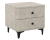 szafka nocna Art Deco, szafka nocna tapicerowana, szafka bouclé szara, szafka nocna do sypialni, nowoczesna szafka nocna, szafka z szufladami, elegancka szafka nocna, szafka nocna metalowe nóżki, szafka nocna uchwyty czarne, designerska szafka nocna
