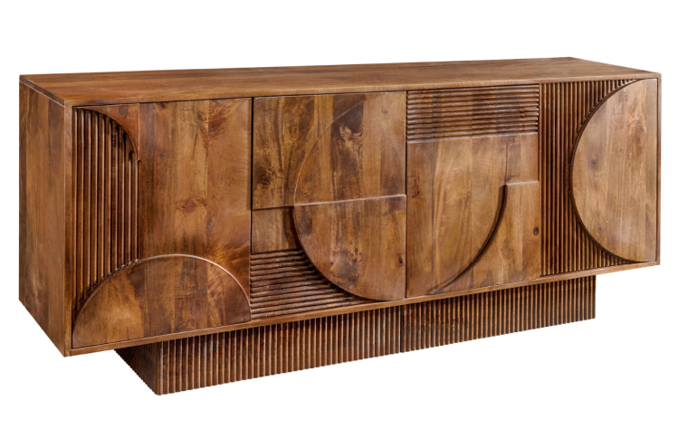 komoda art deco, komoda drewniana, komoda z drewna mango, meble art deco, drewniana komoda do salonu, komoda z rzeźbionymi frontami, komoda designerska, komoda nowoczesna