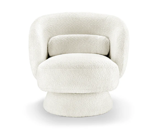 fotel Bossa Nova, fotel obrotowy, fotel Invicta, fotel boucle, fotel biały, fotel do salonu, fotel nowoczesny, fotel do sypialni, fotel do garderoby, fotel tapicerowany, fotel ergonomiczny