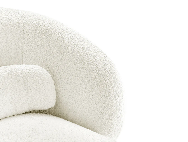 fotel Bossa Nova, fotel obrotowy, fotel Invicta, fotel boucle, fotel biały, fotel do salonu, fotel nowoczesny, fotel do sypialni, fotel do garderoby, fotel tapicerowany, fotel ergonomiczny