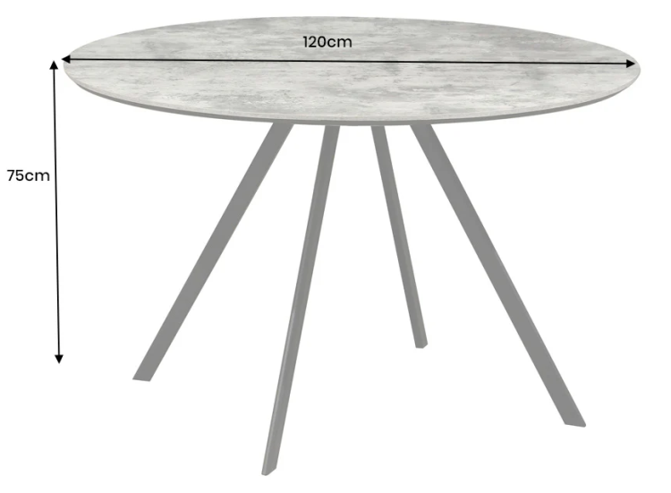 stół Atelier, stół okrągły, stół Invicta, stół do jadalni, stół szara okleina kamienna, stół metalowe nogi, nowoczesny stół, designerski stół, stół do salonu, stół minimalistyczny