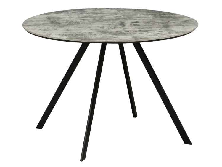 stół Atelier, stół okrągły, stół Invicta, stół do jadalni, stół szara okleina kamienna, stół metalowe nogi, nowoczesny stół, designerski stół, stół do salonu, stół minimalistyczny