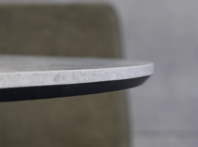 stół Atelier, stół okrągły, stół Invicta, stół do jadalni, stół szara okleina kamienna, stół metalowe nogi, nowoczesny stół, designerski stół, stół do salonu, stół minimalistyczny