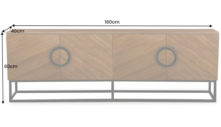 szafka pod TV Grandezza, szafka imitacja dębu, elegancka szafka, nowoczesna szafka, szafka z czarnymi detalami, szafka na stalowych nogach