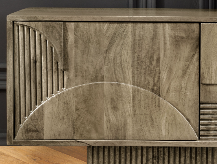 szafka Art Deco, szafka drewniana, szafka z drewna mango, meble art deco, drewniana szafka do salonu, szafka z rzeźbionymi frontami, szafka designerska, szafka nowoczesna