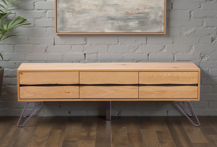 szafka pod TV Living Edge, szafka pod telewizor, szafka dębowa, szafka z drewna dębowego, szafka do salonu, szafka z półkami, nowoczesna szafka TV, szafka Invicta