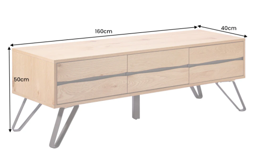 szafka pod TV Living Edge, szafka pod telewizor, szafka dębowa, szafka z drewna dębowego, szafka do salonu, szafka z półkami, nowoczesna szafka TV, szafka Invicta