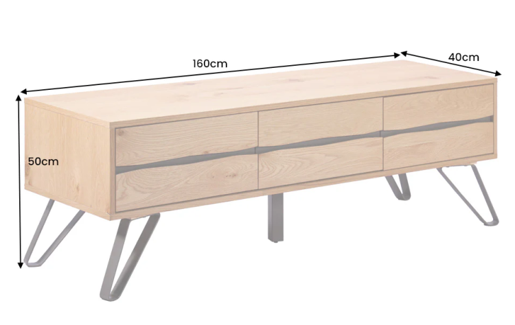 szafka pod TV Living Edge, szafka pod telewizor, szafka dębowa, szafka z drewna dębowego, szafka do salonu, szafka z półkami, nowoczesna szafka TV, szafka Invicta