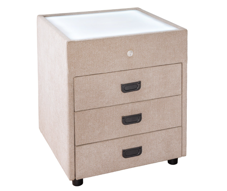 szafka nocna Toulouse, szafka nocna LED, szafka nocna z oświetleniem, szafka nocna aksamitna, szafka nocna tapicerowana, szafka nocna nowoczesna, szafka nocna minimalistyczna, szafka nocna Invicta