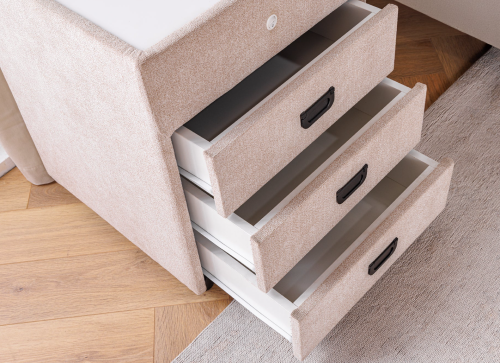 szafka nocna Toulouse, szafka nocna LED, szafka nocna z oświetleniem, szafka nocna aksamitna, szafka nocna tapicerowana, szafka nocna nowoczesna, szafka nocna minimalistyczna, szafka nocna Invicta