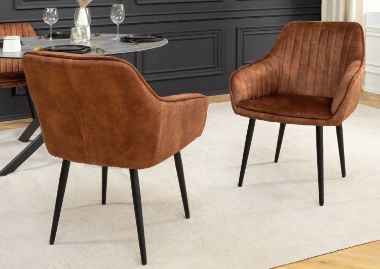 krzesło Turin, krzesło Invicta, krzesło aksamitne, krzesło z podłokietnikami, krzesło tapicerowane, krzesło do jadalni, krzesło do gabinetu, krzesło do biura, krzesło rdzawo-brązowe