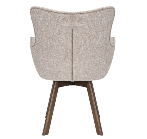 fotel obrotowy Thor, fotel z funkcją obrotu, fotel 360 stopni, fotel z drewnianymi nogami, fotel dębowy, fotel z podłokietnikami, fotel do salonu, elegancki fotel tapicerowany, fotel w jasnobrązowej tkaninie