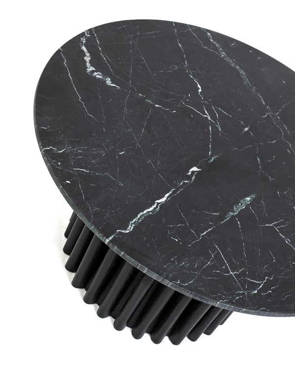 stolik kawowy marmurowy, stolik z marmuru Black Marine, stolik z drewnianą podstawą, stolik z drewna mango, nowoczesny stolik kawowy, elegancki stolik do salonu, luksusowy stolik kawowy