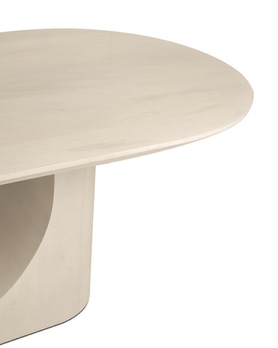 stół Icaro, stół z drewna mango, nowoczesny stół do jadalni, designerski stół, elegancki stół jadalniany, stół z zaokrąglonym blatem, stół z łukową podstawą, stół premium do jadalni, stół inspirowany sztuką, stół nowoczesny i elegancki