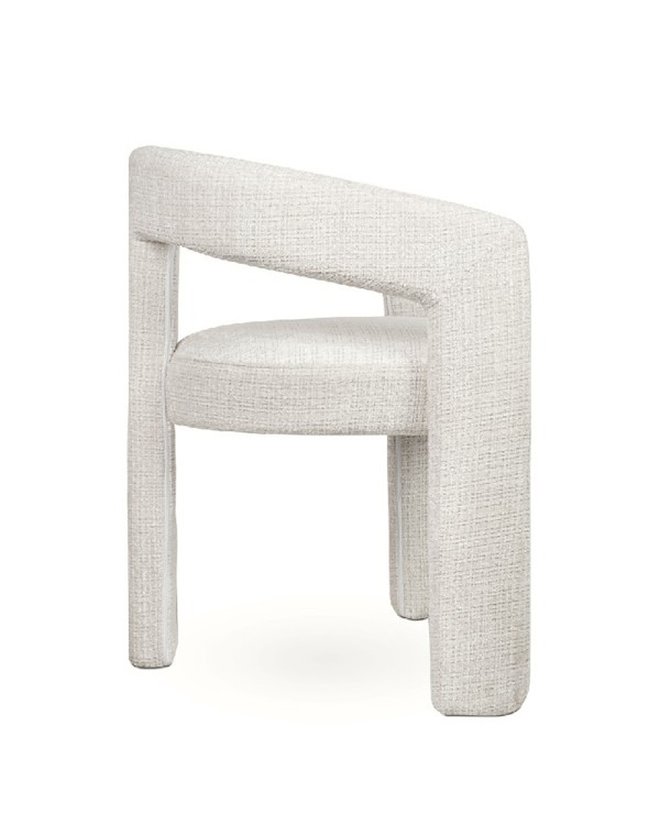 krzesło Logan, nowoczesne krzesło tapicerowane, krzesło z tapicerowaną podstawą, eleganckie krzesło do jadalni, krzesło designerskie, krzesło białe tapicerowane, krzesło do strefy wypoczynkowej