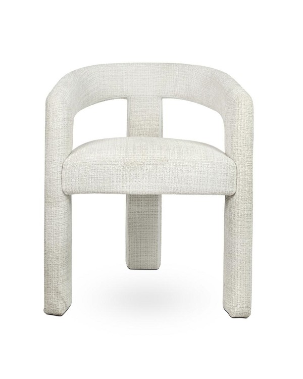 krzesło Logan, nowoczesne krzesło tapicerowane, krzesło z tapicerowaną podstawą, eleganckie krzesło do jadalni, krzesło designerskie, krzesło białe tapicerowane, krzesło do strefy wypoczynkowej