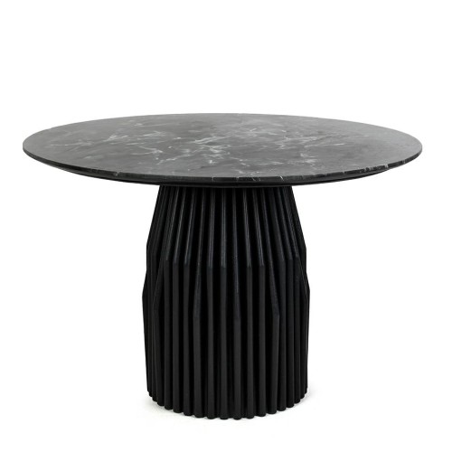 stół jadalniany Levante, stół z marmuru Black Marine, stół czarny marmur, stół z drewna mango, stół designerski do jadalni, stół nowoczesny i elegancki, stół rzeźbiona podstawa