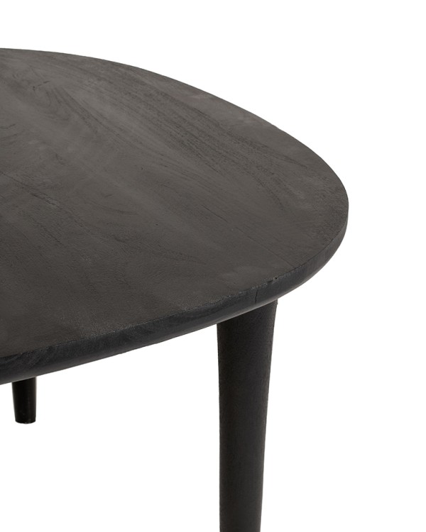 stół jadalniany Laminar, stół czarny drewno, stół z drewna mango, stół nowoczesny do jadalni, stół designerski, stół minimalistyczny, stół z organicznym blatem, stół smukła podstawa, stół elegancki i nowoczesny