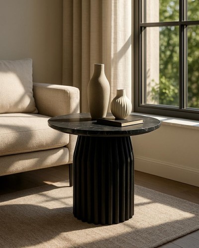 stolik boczny Levante, stolik boczny czarny marmur, stolik boczny drewno mango, stolik designerski, stolik dekoracyjny do salonu, stolik nowoczesny, stolik luksusowy, stolik Levante kolekcja, stolik elegancki, stolik marmurowy do salonu