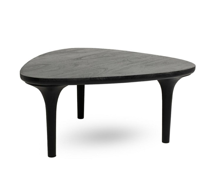 stolik kawowy Laminar, stolik czarny drewno, stolik z drewna mango, stolik nowoczesny, stolik designerski, stolik minimalistyczny, stolik z organicznym blatem, stolik smukła podstawa
