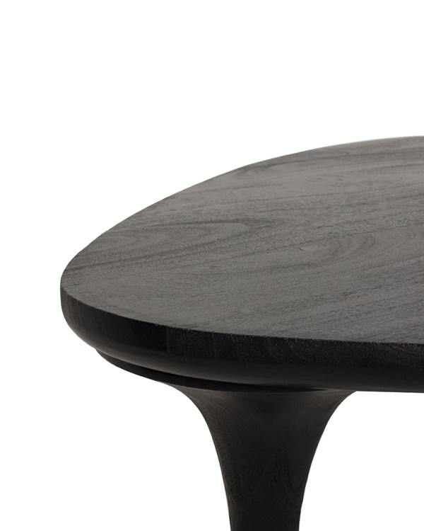 stolik kawowy Laminar, stolik czarny drewno, stolik z drewna mango, stolik nowoczesny, stolik designerski, stolik minimalistyczny, stolik z organicznym blatem, stolik smukła podstawa