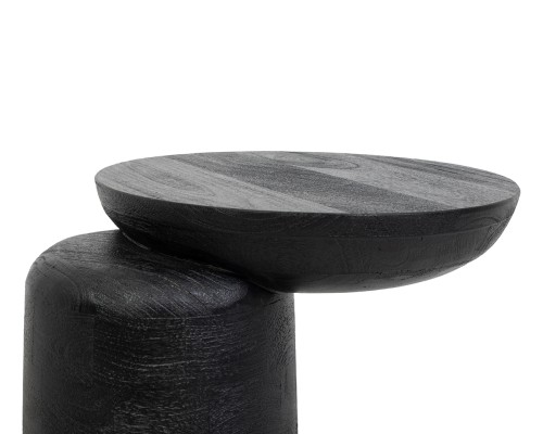 stolik boczny Elias, stolik czarny drewno mango, stolik nowoczesny, stolik designerski, stolik asymetryczny, stolik rzeźbiarski, stolik pomocniczy, stolik do salonu, stolik przy sofie, stolik przy fotelu