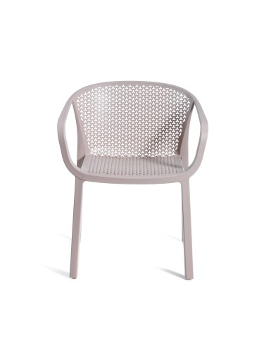 krzesło outdoor, nowoczesne krzesło, meble ogrodowe, odporność na warunki, perforowane oparcie, podłokietniki, ergonomia, komfort, styl industrialny, sztaplowanie, ogródek restauracyjny, balkon, trwałość, design