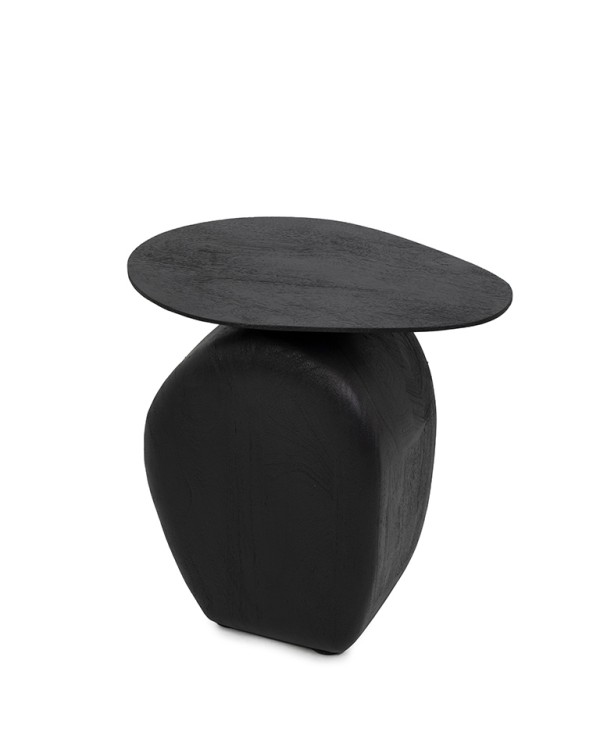 stolik Atlas, stolik czarny drewno mango, stolik nowoczesny, stolik designerski, stolik asymetryczny, stolik rzeźbiarski, stolik pomocniczy, stolik do salonu, stolik do sypialni, stolik elegancki, stolik artystyczny