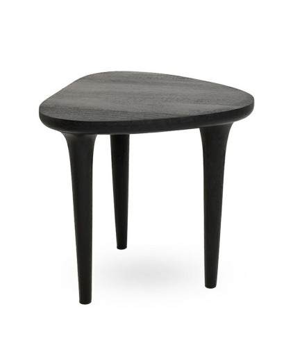 stolik boczny Laminar, stolik czarny drewno, stolik z drewna mango, stolik nowoczesny, stolik designerski, stolik minimalistyczny, stolik z organicznym blatem, stolik smukła podstawa