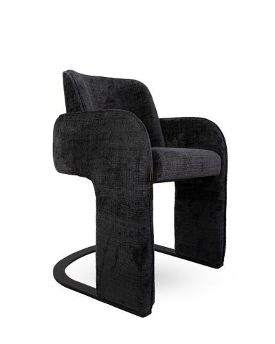 krzesło Bora, krzesło czarne, krzesło tapicerowane, krzesło metalowa podstawa, krzesło do kuchni, krzesło loftowe, krzesło nowoczesne, krzesło designerskie, krzesło wygodne
