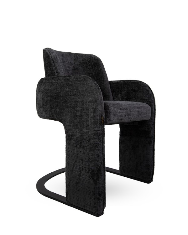 krzesło Bora, krzesło czarne, krzesło tapicerowane, krzesło metalowa podstawa, krzesło do kuchni, krzesło loftowe, krzesło nowoczesne, krzesło designerskie, krzesło wygodne