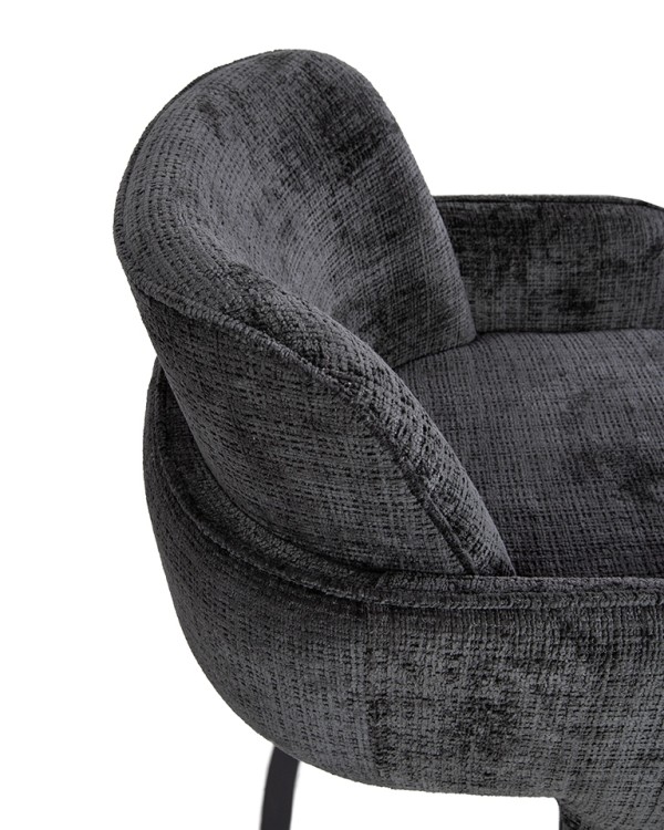krzesło Bora, krzesło czarne, krzesło tapicerowane, krzesło metalowa podstawa, krzesło do kuchni, krzesło loftowe, krzesło nowoczesne, krzesło designerskie, krzesło wygodne