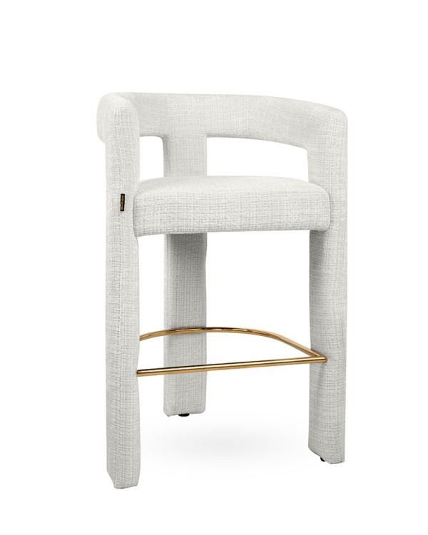 hoker Logan, biały hoker, nowoczesny hoker, hoker tapicerowany, hoker z podłokietnikami, elegancki hoker, hoker do wyspy kuchennej, wygodny hoker, designerski hoker, hoker do jadalni, hoker glamour