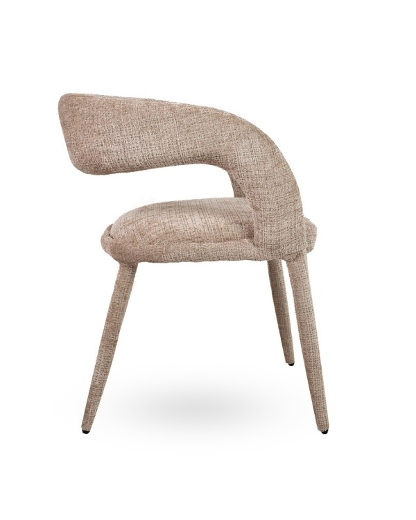 krzesło Iris, krzesło beżowe, krzesło tapicerowane, krzesło nowoczesne, krzesło designerskie, krzesło do jadalni, krzesło eleganckie, krzesło komfortowe, krzesło z podłokietnikami, krzesło do salonu