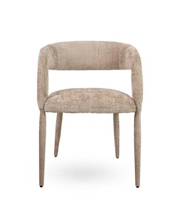 krzesło Iris, krzesło beżowe, krzesło tapicerowane, krzesło nowoczesne, krzesło designerskie, krzesło do jadalni, krzesło eleganckie, krzesło komfortowe, krzesło z podłokietnikami, krzesło do salonu