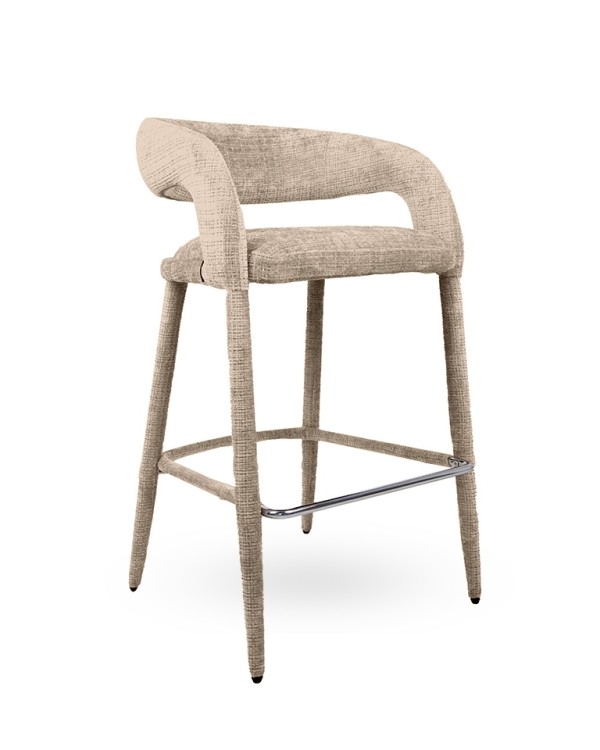 hoker Iris, hoker beżowy, hoker tapicerowany, hoker nowoczesny, hoker designerski, hoker z podłokietnikami, hoker do wyspy kuchennej, hoker do jadalni, hoker glamour
