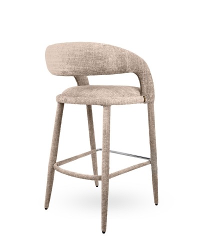 hoker Iris, hoker beżowy, hoker tapicerowany, hoker nowoczesny, hoker designerski, hoker z podłokietnikami, hoker do wyspy kuchennej, hoker do jadalni, hoker glamour
