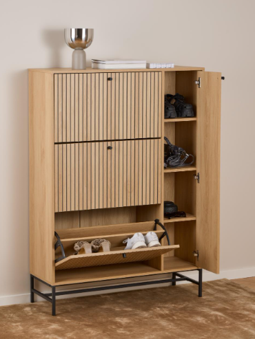 szafka na buty Albany, szafka na buty Actona, szafka na buty dąb, szafka na buty do przedpokoju, nowoczesna szafka na buty, szafka na buty w stylu skandynawskim, szafka na buty lamele
