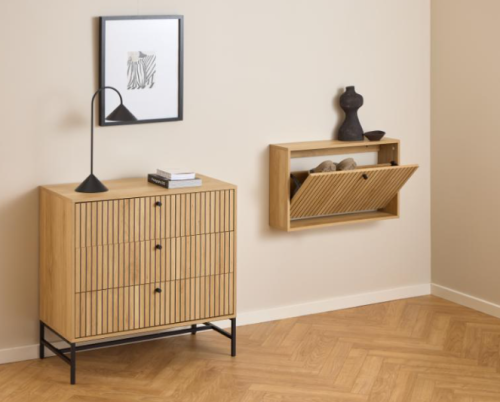 szafka na buty Albany, szafka na buty Actona, szafka na buty dąb, szafka na buty do przedpokoju, nowoczesna szafka na buty, szafka na buty w stylu skandynawskim, szafka na buty lamele