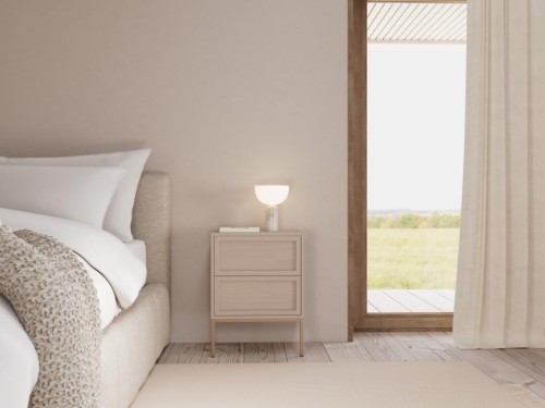 szafka nocna Palmdale, szafka nocna Actona, szafka nocna imitacja dębu, szafka nocna do sypialni, szafka nocna w stylu boho, minimalistyczna szafka nocna