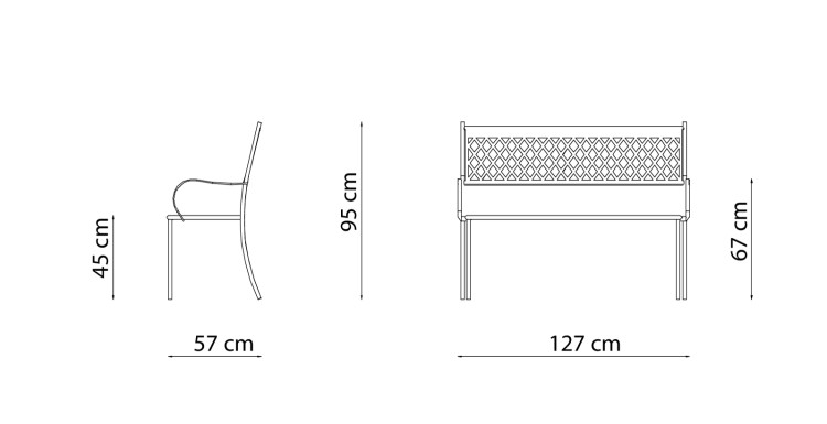 ławka Summertime, ławka sztaplowana, ławka ogrodowa, ławka outdoorowa, ławka metalowa, ławka ażurowa, ławka ogrodowa, ławka do restauracji