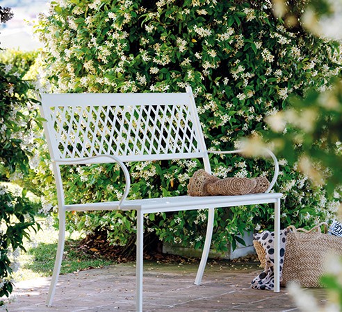 ławka Summertime, ławka sztaplowana, ławka ogrodowa, ławka outdoorowa, ławka metalowa, ławka ażurowa, ławka ogrodowa, ławka do restauracji