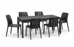 Zestaw stół Rio 140 + 6 krzeseł Tiberina anthracite  - Nardi